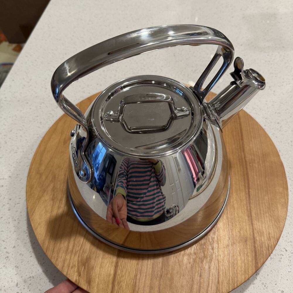 All-Clad 2 Qt Stainless Steel Tea Kettle Silver Induction Whistling StoveTop